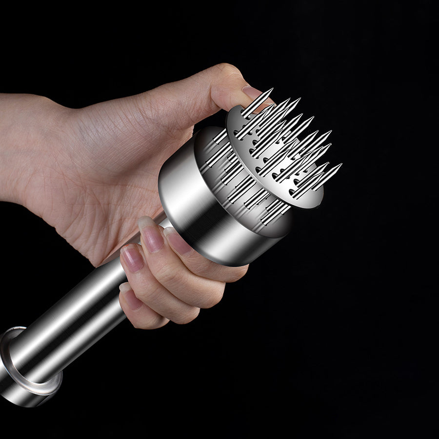 Quick-Press Blade Tool with Safety Guard & Cleaning Brush for Steak, Chicken, Pork – Commercial-Grade BBQ & Kitchen Tool