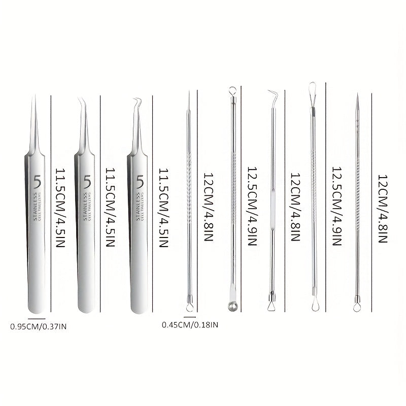 8pcs Blackhead & Acne Removal Tool Set - Stainless Steel Pimple Popper Kit for All Skin Types, Fragrance-Free, Beauty Tools, Acne Needle