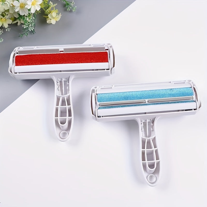 Effective Self-Cleaning Pet Hair Remover Roller - Lint Roller for Dog & Cat Hair Removal from Furniture, Carpets, Bedding, Clothing and More - Blue, Red