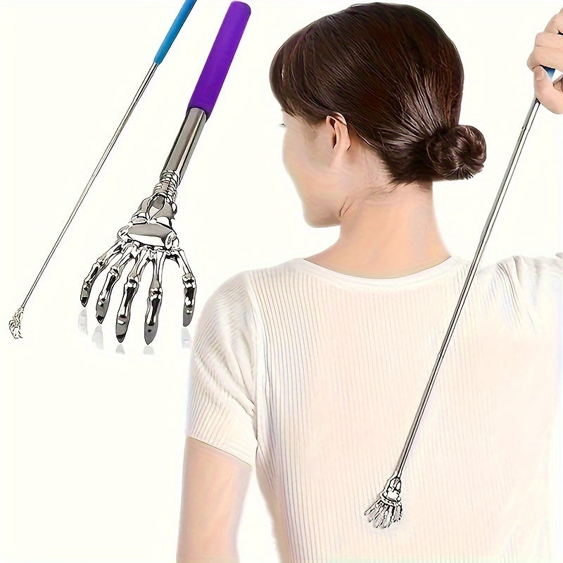 2pcs Retractable Stainless Steel Back Scraper, Portable Retractable Claw Metal Back Scraper, Hand Massager with Rubber Handle