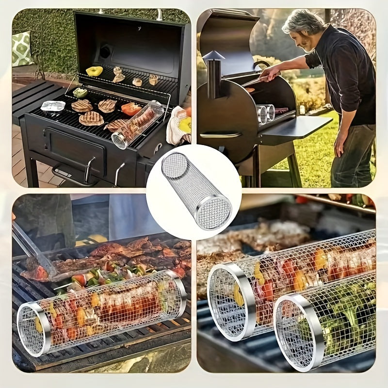 BBQ Net Tube Grill Basket, 1pc - Perfect for Grilling Fish, Vegetables & More - Kitchen Gadgets & Accessories for Home & Outdoor Decor
