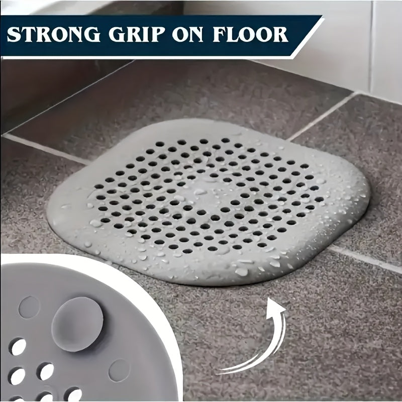 2pc Drain Catcher, Shower Silicone Hair Plug with Suction Cup Square Drain Cover, Easy to Install Set for Bathroom, Bathtub, Kitchen