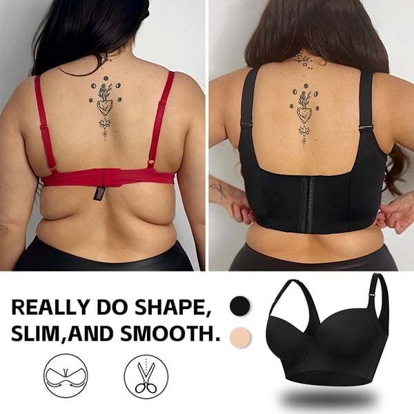 🔥BUY 1 GET 1 FREE🔥Women's Deep Cup Bra Hide Back Fat Full Back Coverage Push Up Bra with Shapewear Incorporated