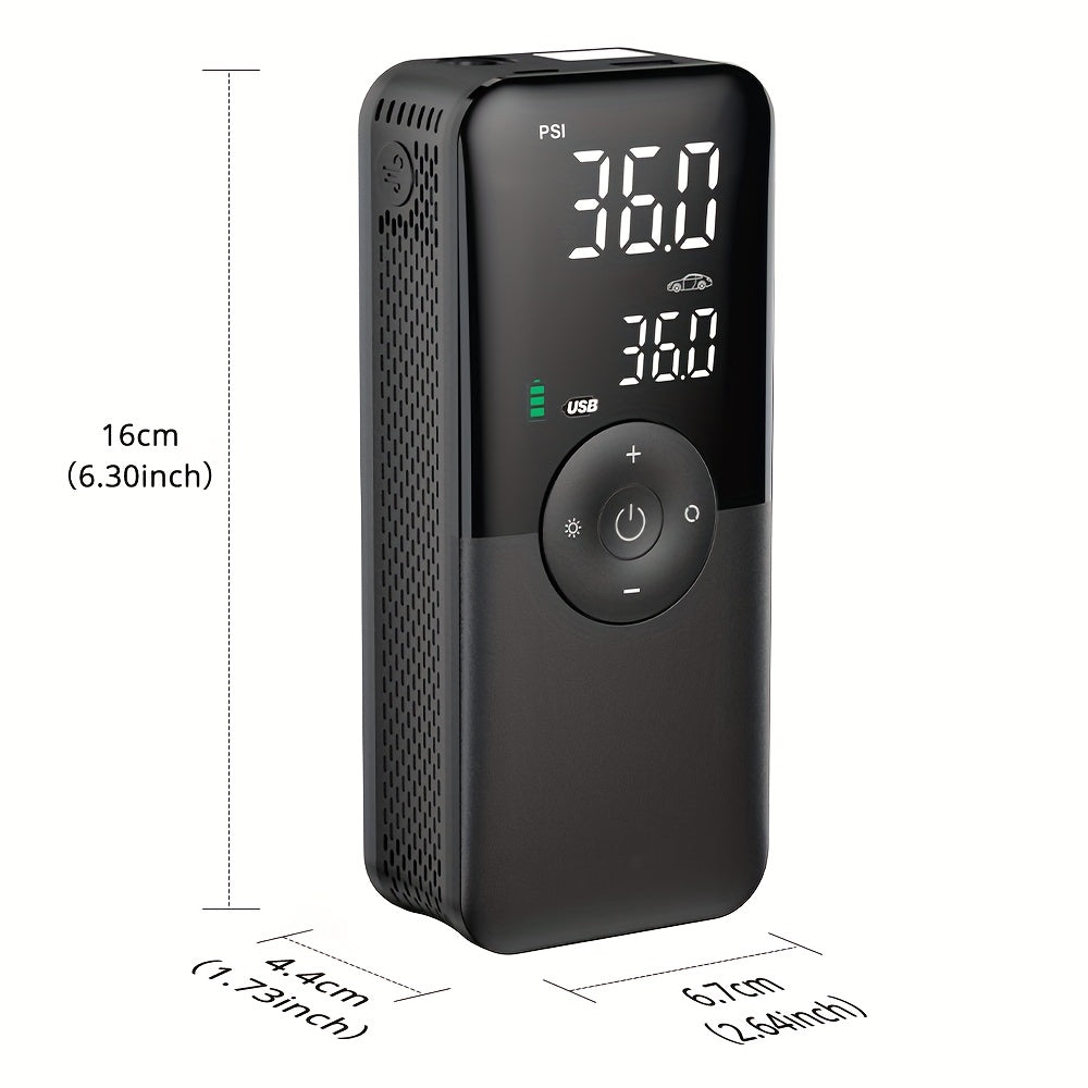 [Portable Air Compressor] 2600mAh CARSUN Portable Air Compressor Pump - USB Rechargeable Digital Tire Inflator for Cars, Motorcycles & Bicycles, 36V Max Voltage, Includes Accessories (Ball Pump, Tire Levers, Screwdriver)