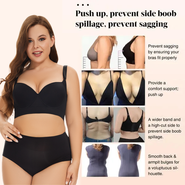 🔥BUY 1 GET 1 FREE🔥Women's Deep Cup Bra Hide Back Fat Full Back Coverage Push Up Bra with Shapewear Incorporated